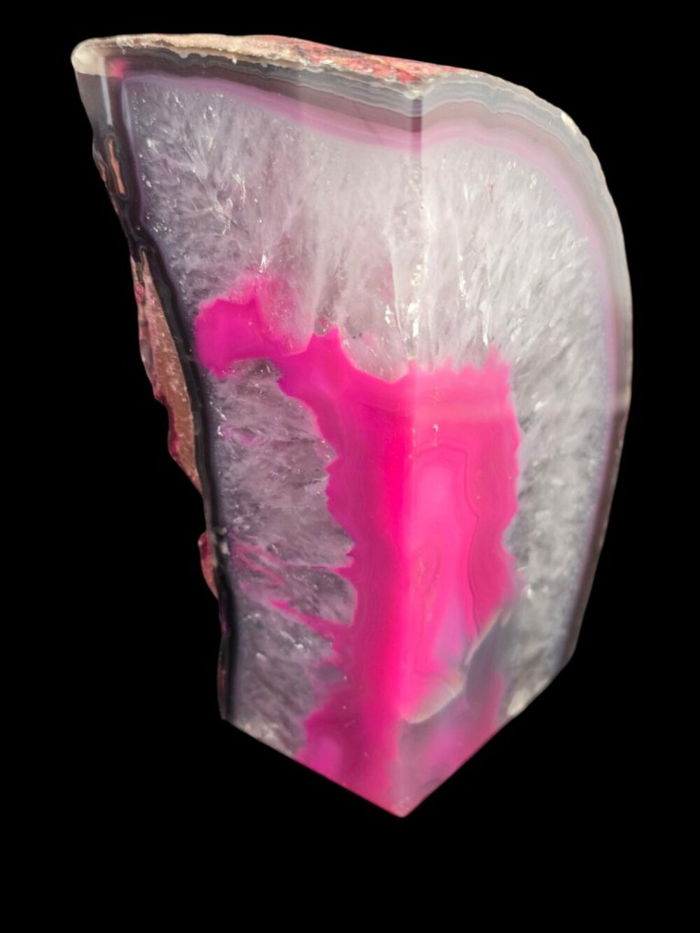 Pink Agate Geode Bookends - Polished Stone Natural Rough Edges - 2-Piece Set - Picture 5 of 16